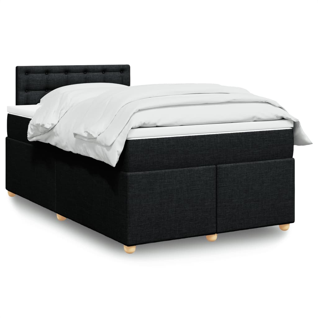 Κρεβάτι Boxspring με Στρώμα Μαύρο 120x200 εκ. Υφασμάτινο - Pakobazaar