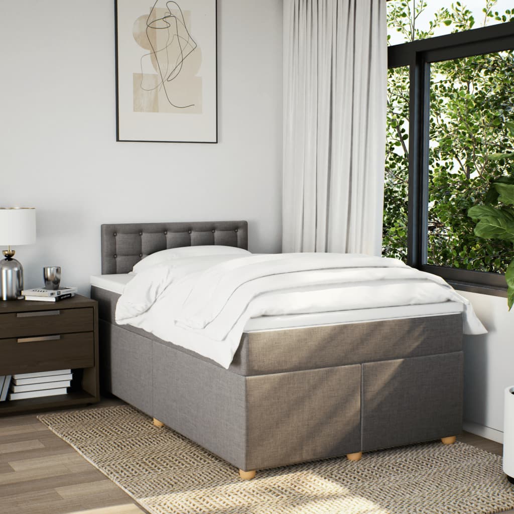 Κρεβάτι Boxspring με Στρώμα Taupe 120x200 εκ. Υφασμάτινο