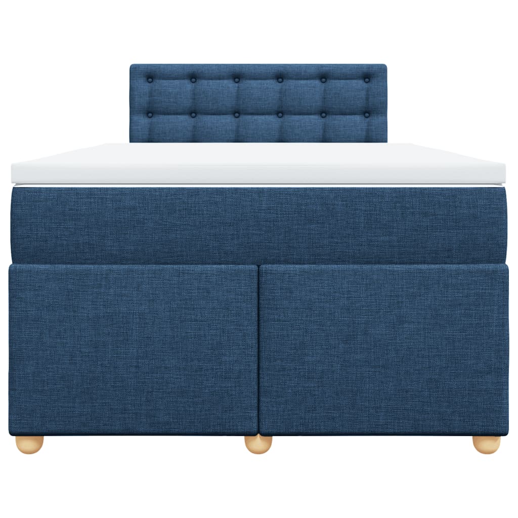 Κρεβάτι Boxspring με Στρώμα Μπλε 120x200 εκ. Υφασμάτινο