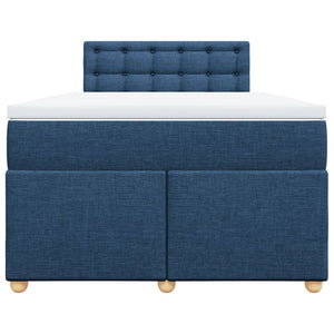 Κρεβάτι Boxspring με Στρώμα Μπλε 120x200 εκ. Υφασμάτινο