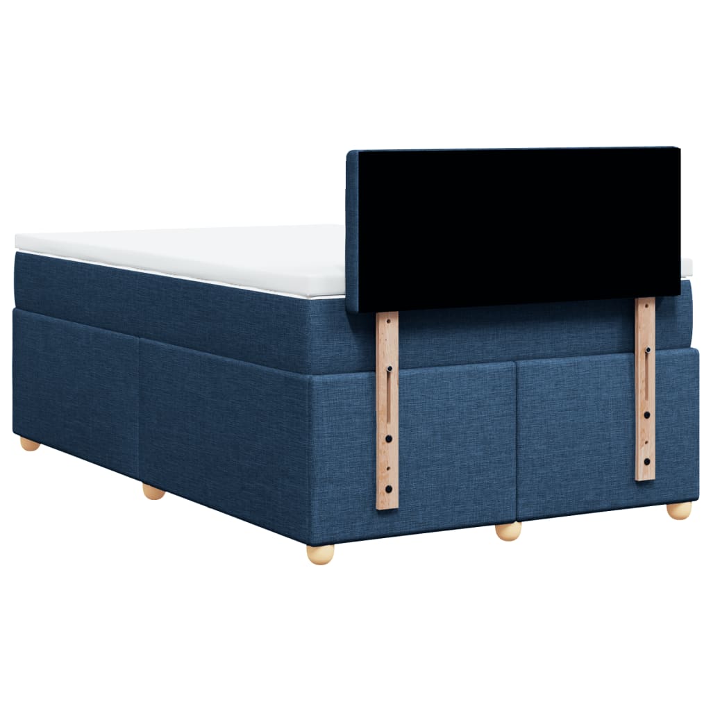 Κρεβάτι Boxspring με Στρώμα Μπλε 120x200 εκ. Υφασμάτινο