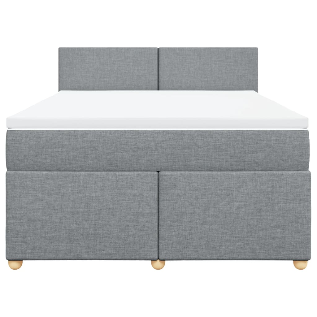 Κρεβάτι Boxspring με Στρώμα Ανοιχτό Γκρι 140x190 εκ. Υφασμάτινο