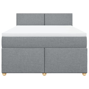 Κρεβάτι Boxspring με Στρώμα Ανοιχτό Γκρι 140x190 εκ. Υφασμάτινο