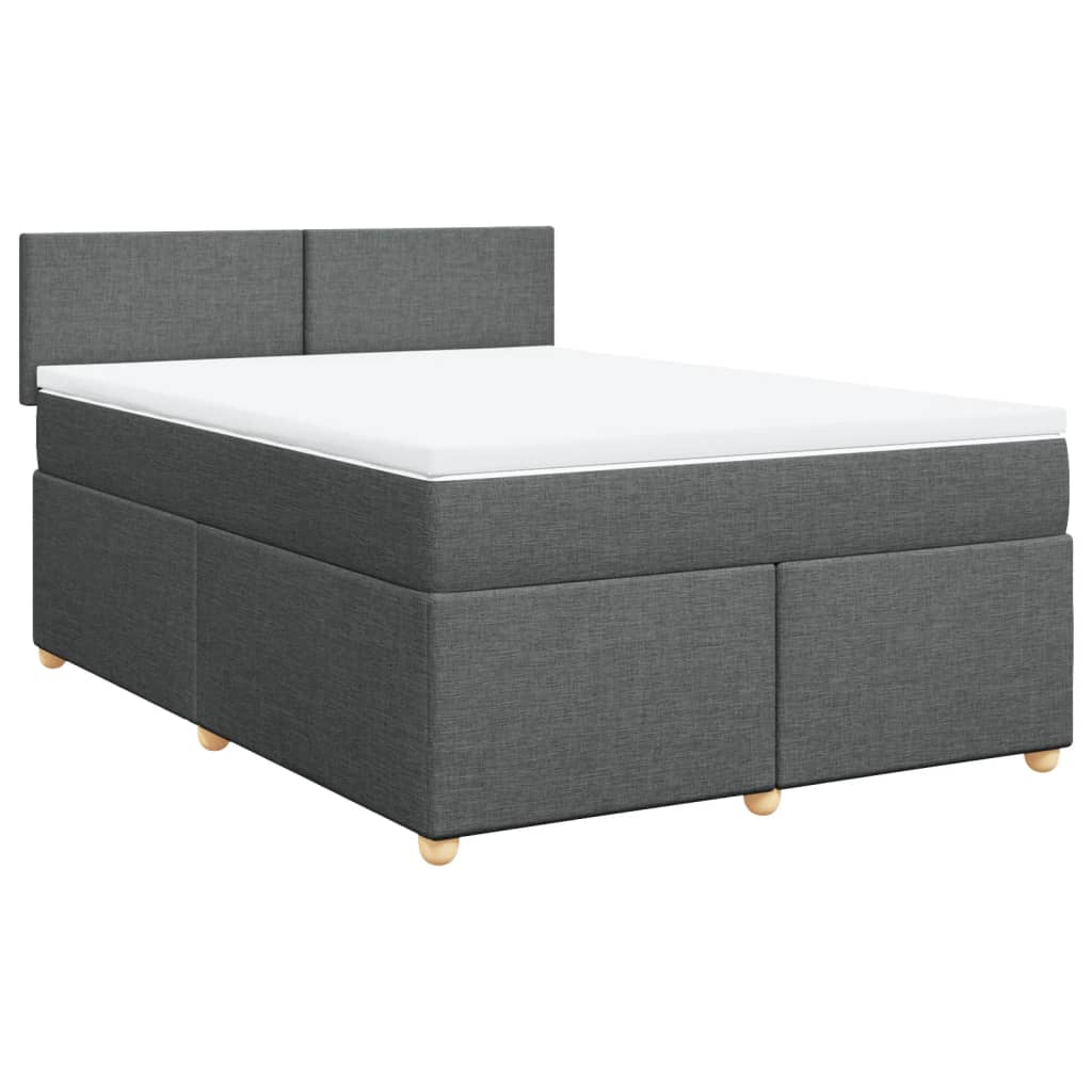 Κρεβάτι Boxspring με Στρώμα Σκούρο Γκρι 140x190 εκ. Υφασμάτινο - Pakobazaar