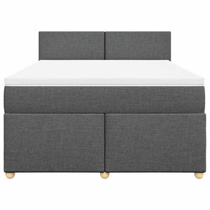 Κρεβάτι Boxspring με Στρώμα Σκούρο Γκρι 140x190 εκ. Υφασμάτινο - Pakobazaar