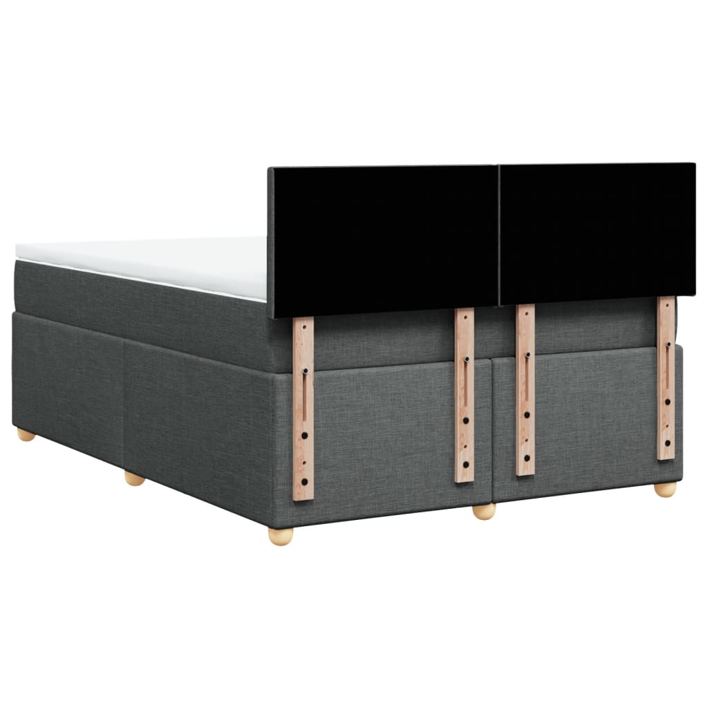 Κρεβάτι Boxspring με Στρώμα Σκούρο Γκρι 140x190 εκ. Υφασμάτινο - Pakobazaar