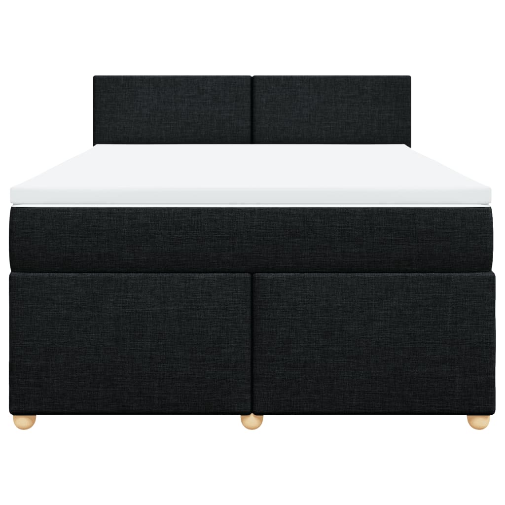 Κρεβάτι Boxspring με Στρώμα Μαύρο 140x190 εκ. Υφασμάτινο
