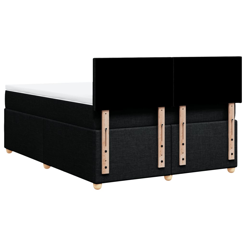 Κρεβάτι Boxspring με Στρώμα Μαύρο 140x190 εκ. Υφασμάτινο