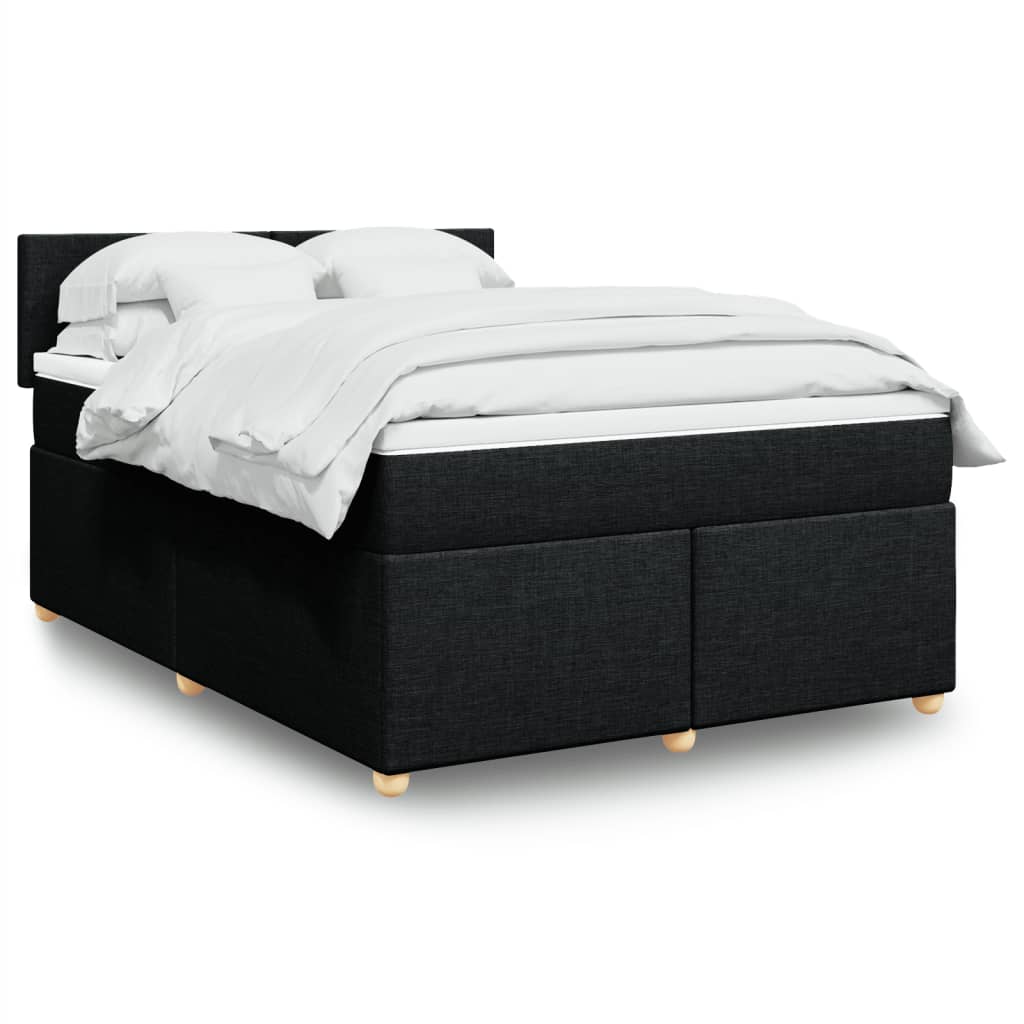 Κρεβάτι Boxspring με Στρώμα Μαύρο 140x190 εκ. Υφασμάτινο
