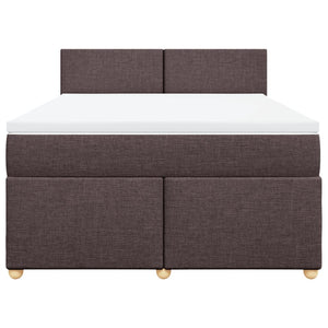 Κρεβάτι Boxspring με Στρώμα Σκούρο Καφέ 140x190 εκ. Υφασμάτινο