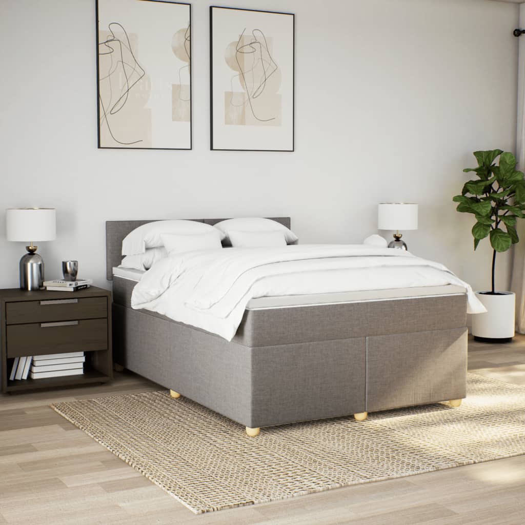 Κρεβάτι Boxspring με Στρώμα Taupe 140x190 εκ. Υφασμάτινο
