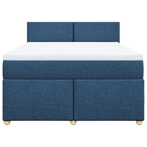 Κρεβάτι Boxspring με Στρώμα Μπλε 140x190 εκ. Υφασμάτινο