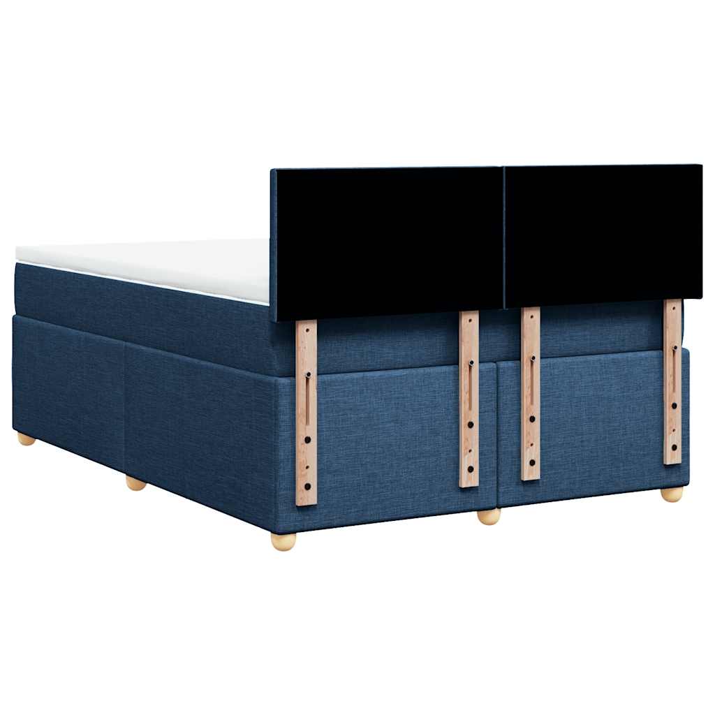 Κρεβάτι Boxspring με Στρώμα Μπλε 140x190 εκ. Υφασμάτινο