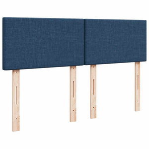 Κρεβάτι Boxspring με Στρώμα Μπλε 140x190 εκ. Υφασμάτινο