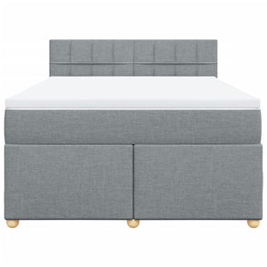Κρεβάτι Boxspring με Στρώμα Ανοιχτό Γκρι 140x190 εκ. Υφασμάτινο