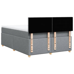 Κρεβάτι Boxspring με Στρώμα Ανοιχτό Γκρι 140x190 εκ. Υφασμάτινο