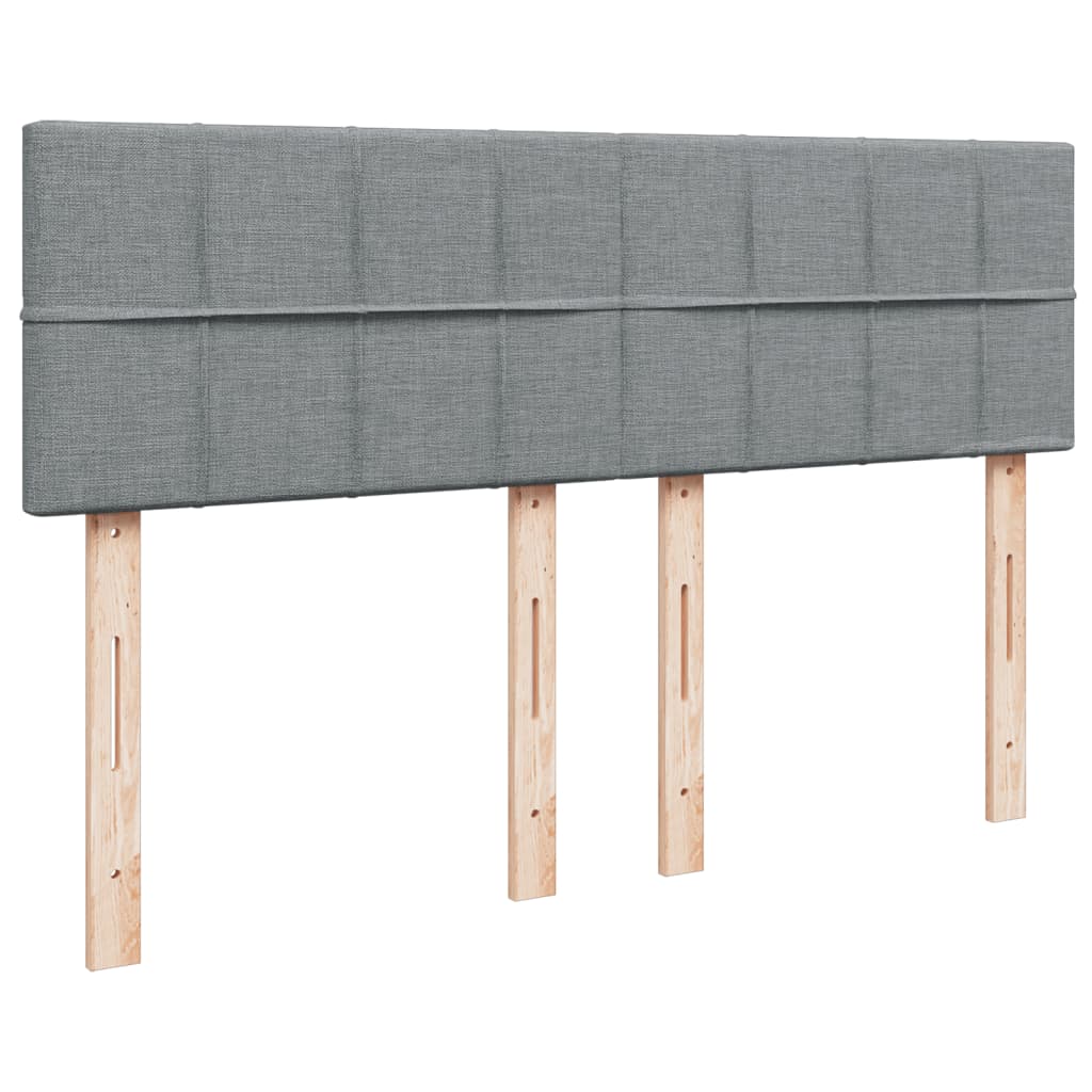 Κρεβάτι Boxspring με Στρώμα Ανοιχτό Γκρι 140x190 εκ. Υφασμάτινο