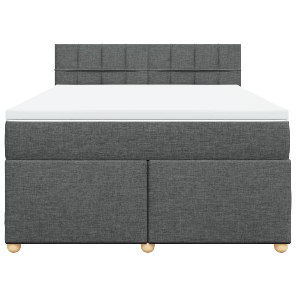 Κρεβάτι Boxspring με Στρώμα Σκούρο Γκρι 140x190 εκ. Υφασμάτινο