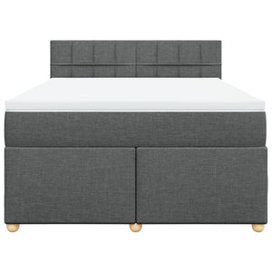 Κρεβάτι Boxspring με Στρώμα Σκούρο Γκρι 140x190 εκ. Υφασμάτινο