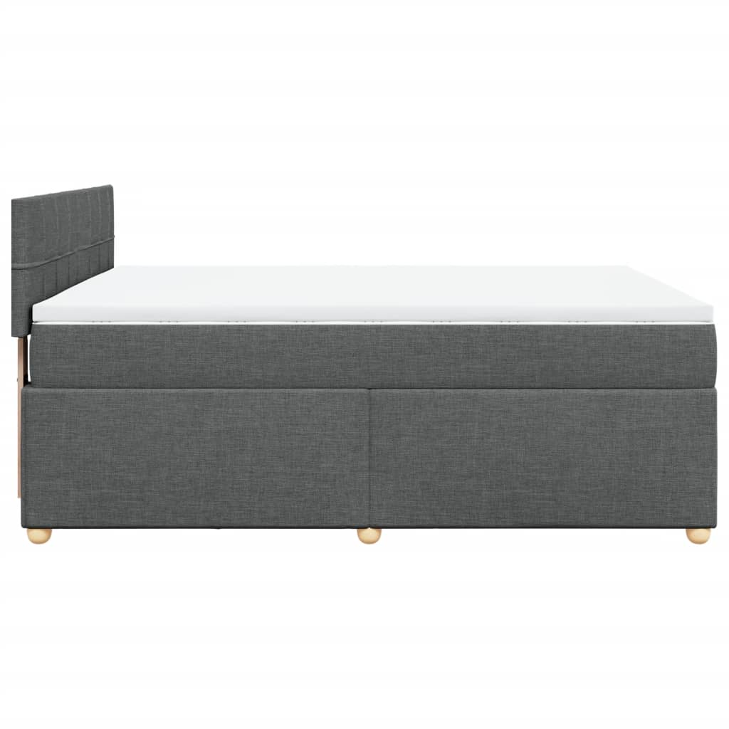 Κρεβάτι Boxspring με Στρώμα Σκούρο Γκρι 140x190 εκ. Υφασμάτινο