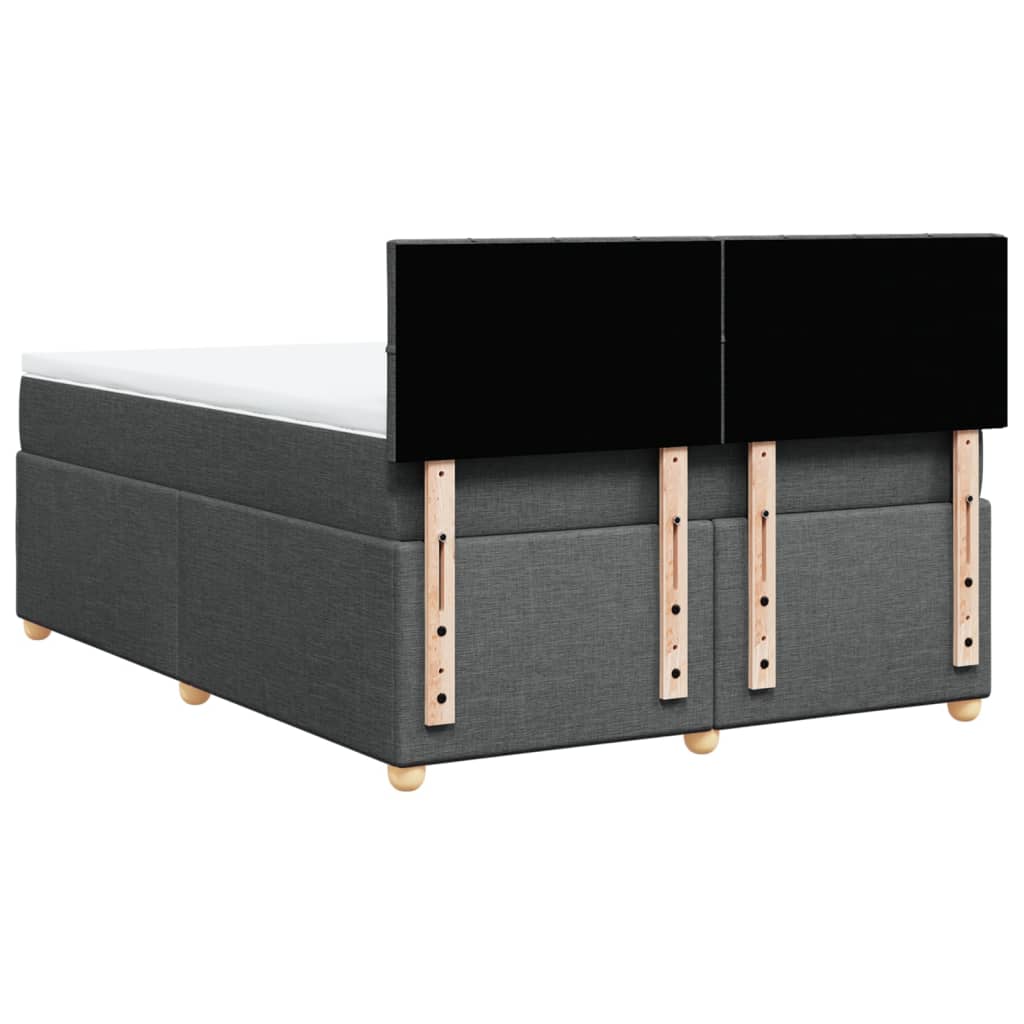 Κρεβάτι Boxspring με Στρώμα Σκούρο Γκρι 140x190 εκ. Υφασμάτινο