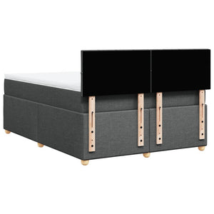 Κρεβάτι Boxspring με Στρώμα Σκούρο Γκρι 140x190 εκ. Υφασμάτινο