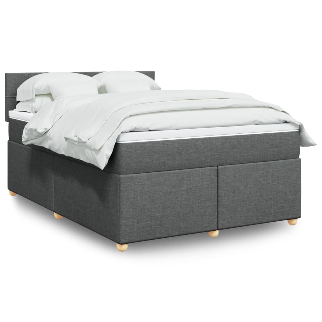 Κρεβάτι Boxspring με Στρώμα Σκούρο Γκρι 140x190 εκ. Υφασμάτινο