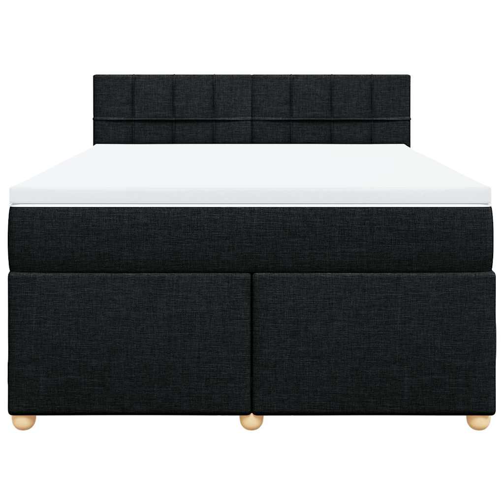 Κρεβάτι Boxspring με Στρώμα Μαύρο 140x190 εκ. Υφασμάτινο
