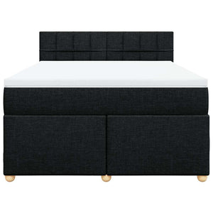 Κρεβάτι Boxspring με Στρώμα Μαύρο 140x190 εκ. Υφασμάτινο