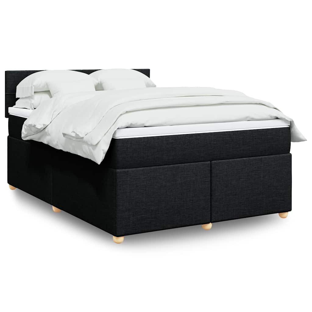 Κρεβάτι Boxspring με Στρώμα Μαύρο 140x190 εκ. Υφασμάτινο