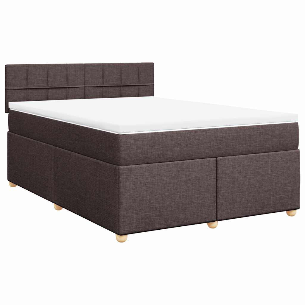 Κρεβάτι Boxspring με Στρώμα Σκούρο Καφέ 140x190 εκ. Υφασμάτινο