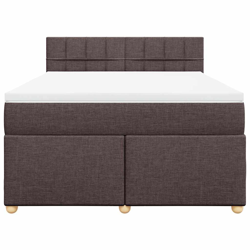 Κρεβάτι Boxspring με Στρώμα Σκούρο Καφέ 140x190 εκ. Υφασμάτινο