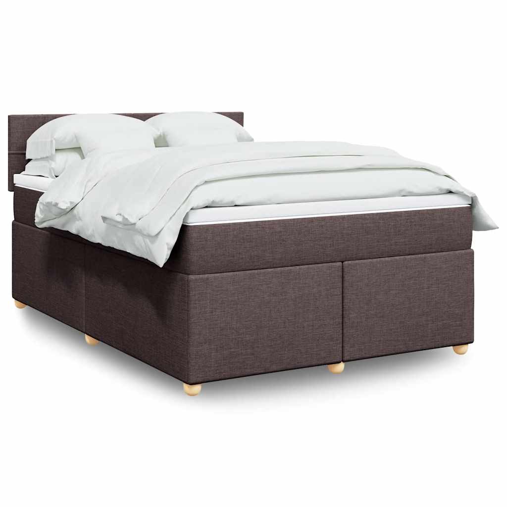 Κρεβάτι Boxspring με Στρώμα Σκούρο Καφέ 140x190 εκ. Υφασμάτινο
