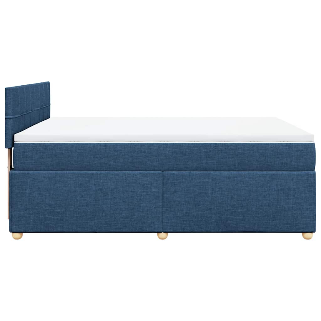 Κρεβάτι Boxspring με Στρώμα Μπλε 140x190 εκ. Υφασμάτινο