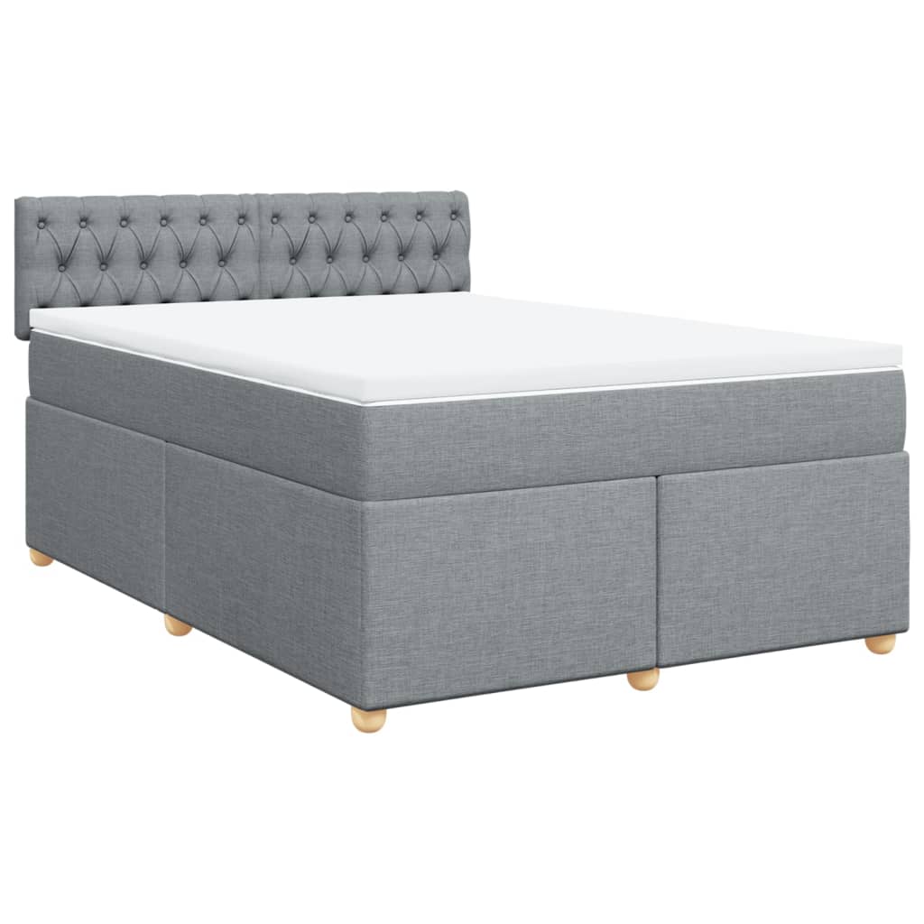 Κρεβάτι Boxspring με Στρώμα Ανοιχτό Γκρι 140x190 εκ. Υφασμάτινο - Pakobazaar