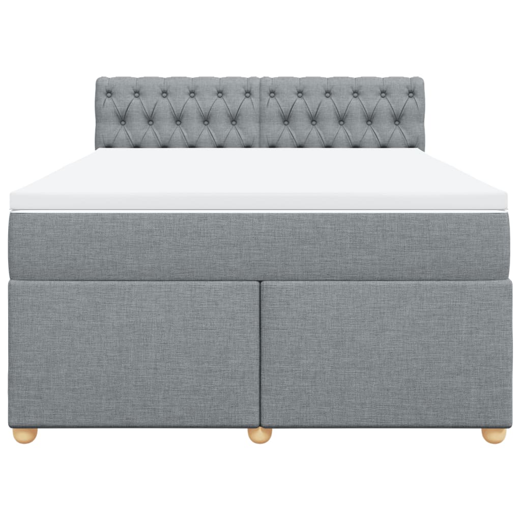 Κρεβάτι Boxspring με Στρώμα Ανοιχτό Γκρι 140x190 εκ. Υφασμάτινο - Pakobazaar