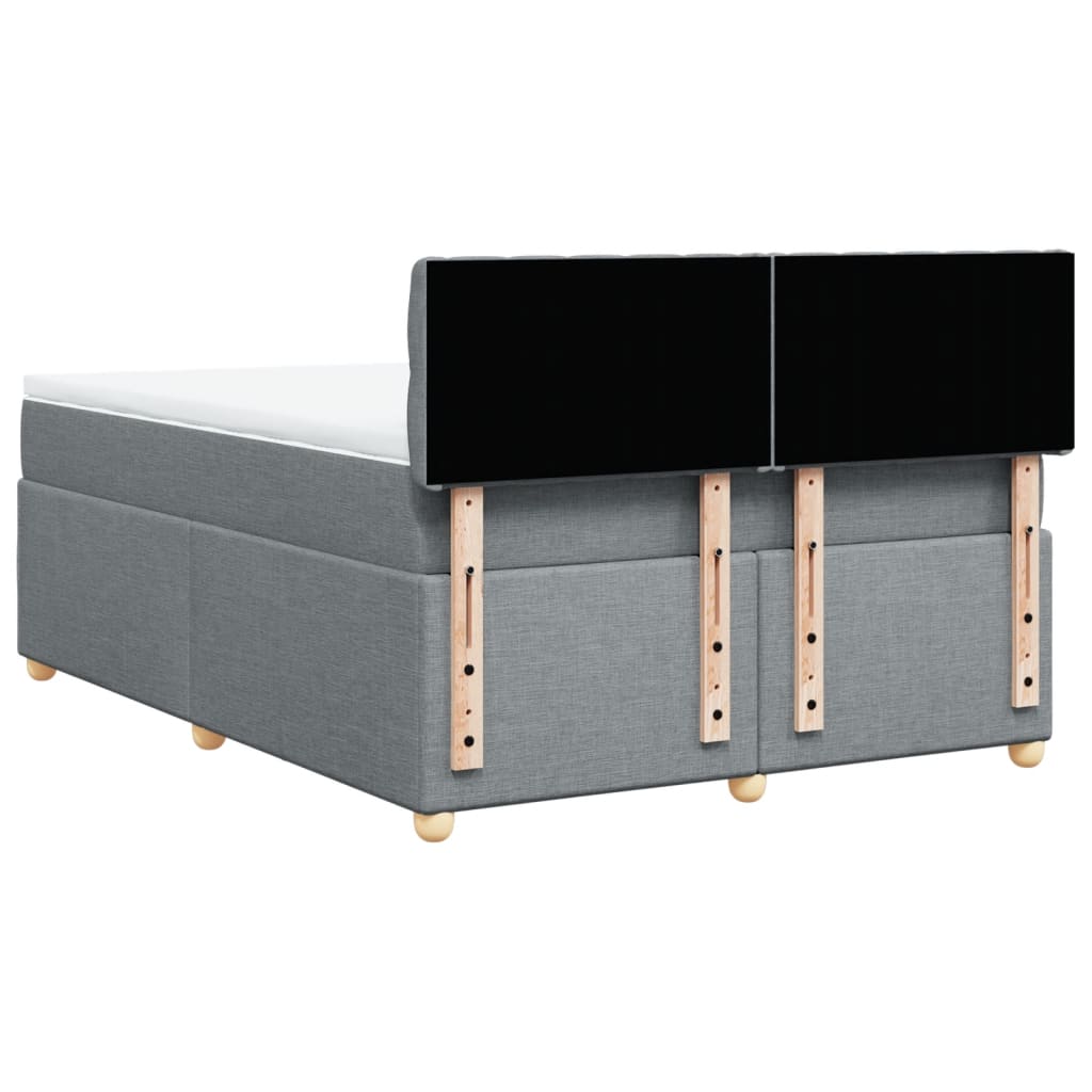 Κρεβάτι Boxspring με Στρώμα Ανοιχτό Γκρι 140x190 εκ. Υφασμάτινο - Pakobazaar