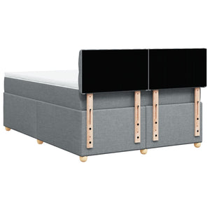 Κρεβάτι Boxspring με Στρώμα Ανοιχτό Γκρι 140x190 εκ. Υφασμάτινο - Pakobazaar