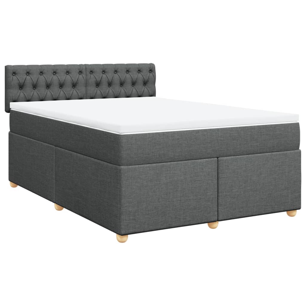 Κρεβάτι Boxspring με Στρώμα Σκούρο Γκρι 140x190 εκ. Υφασμάτινο