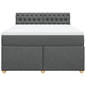 Κρεβάτι Boxspring με Στρώμα Σκούρο Γκρι 140x190 εκ. Υφασμάτινο