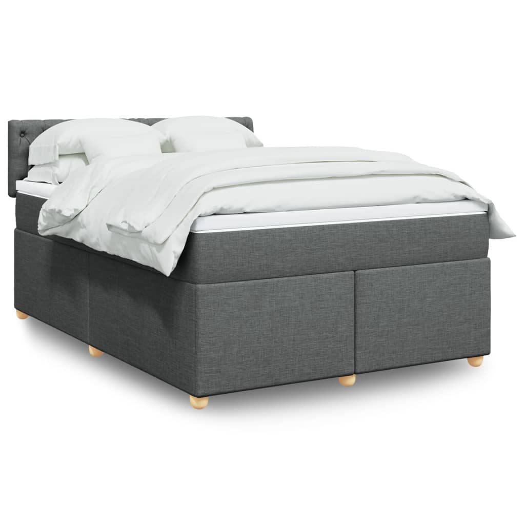 Κρεβάτι Boxspring με Στρώμα Σκούρο Γκρι 140x190 εκ. Υφασμάτινο