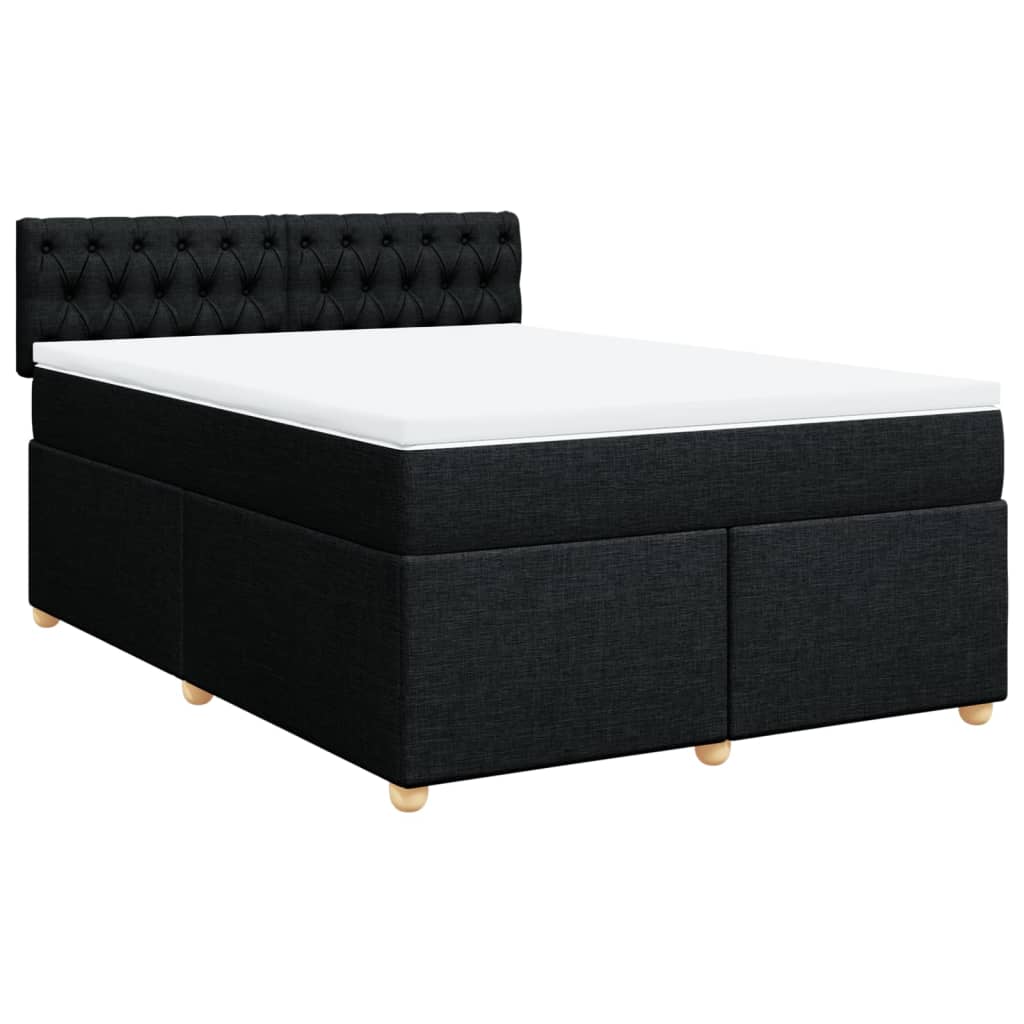 Κρεβάτι Boxspring με Στρώμα Μαύρο 140x190 εκ. Υφασμάτινο