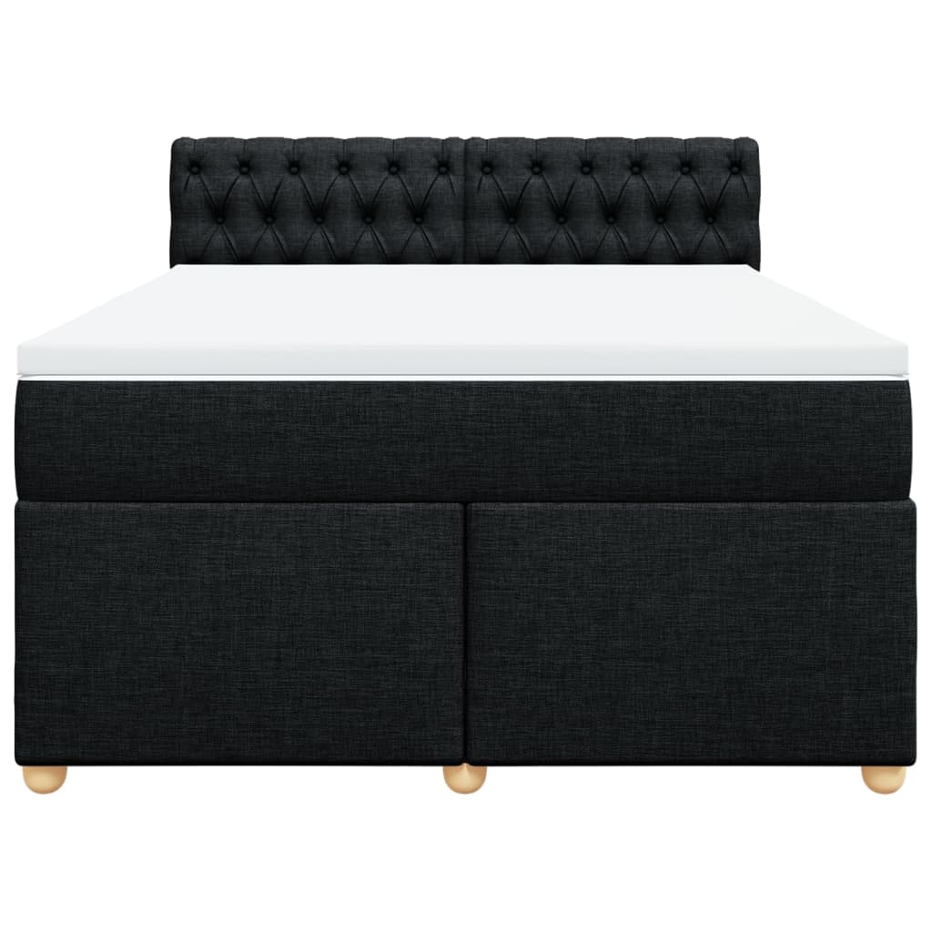 Κρεβάτι Boxspring με Στρώμα Μαύρο 140x190 εκ. Υφασμάτινο