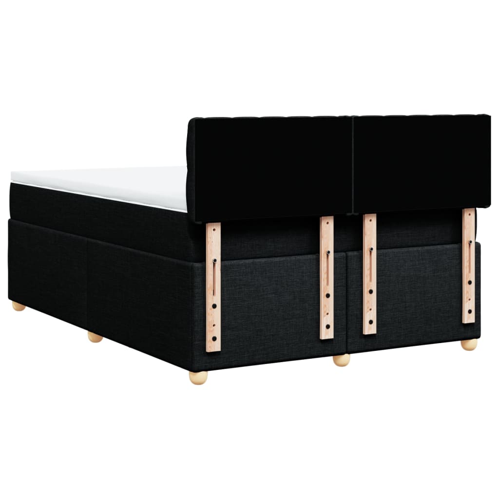 Κρεβάτι Boxspring με Στρώμα Μαύρο 140x190 εκ. Υφασμάτινο