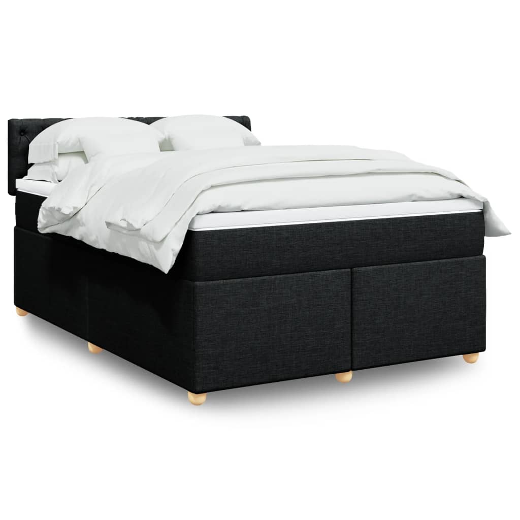 Κρεβάτι Boxspring με Στρώμα Μαύρο 140x190 εκ. Υφασμάτινο