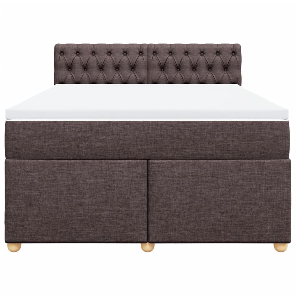 Κρεβάτι Boxspring με Στρώμα Σκούρο Καφέ 140x190 εκ. Υφασμάτινο