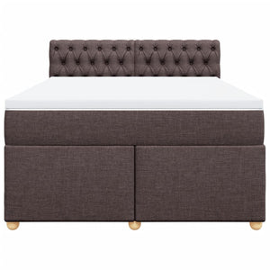Κρεβάτι Boxspring με Στρώμα Σκούρο Καφέ 140x190 εκ. Υφασμάτινο