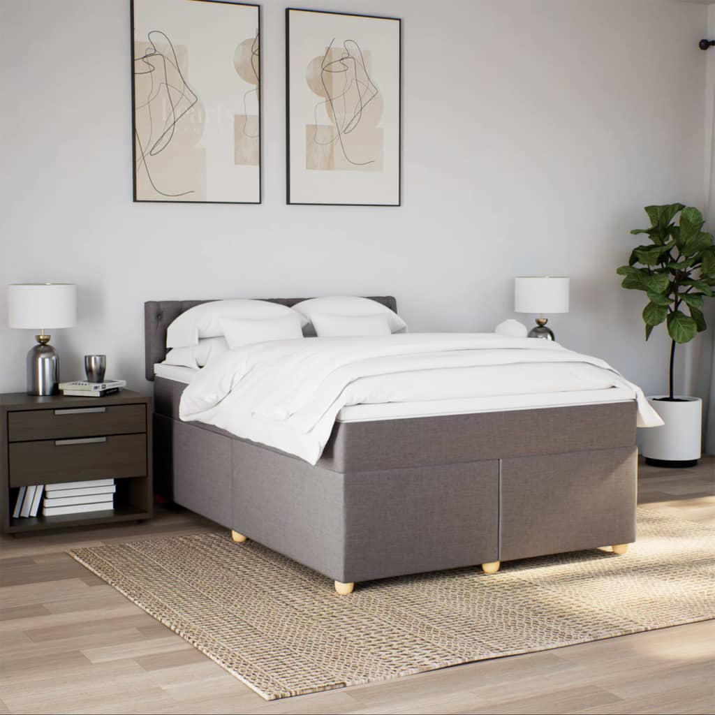 Κρεβάτι Boxspring με Στρώμα Taupe 140x190 εκ. Υφασμάτινο