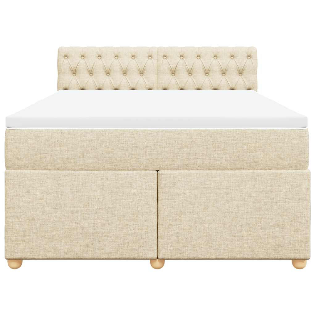 Κρεβάτι Boxspring με Στρώμα Κρεμ 140x190 εκ. Υφασμάτινο - Pakobazaar
