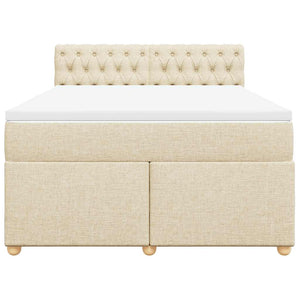 Κρεβάτι Boxspring με Στρώμα Κρεμ 140x190 εκ. Υφασμάτινο - Pakobazaar